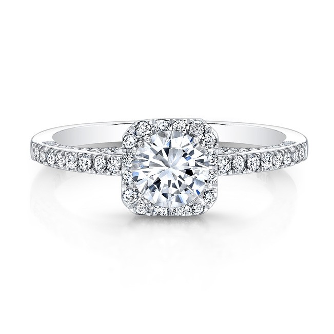 18K White Gold Square Halo Engagement Ring 18K White Gold Square Halo Engagement Ring