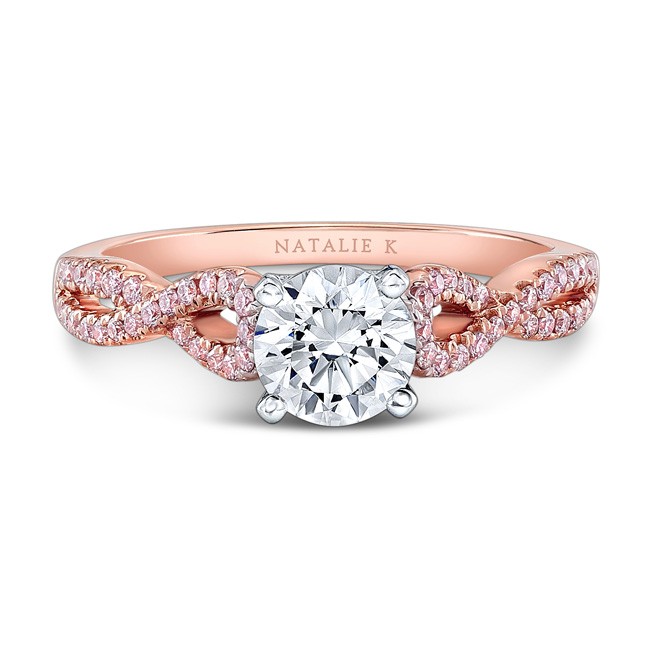 18k white and rose gold twisted shank pink diamond engagement ring ... 18k white and rose gold twisted shank pink diamond engagement ring ...