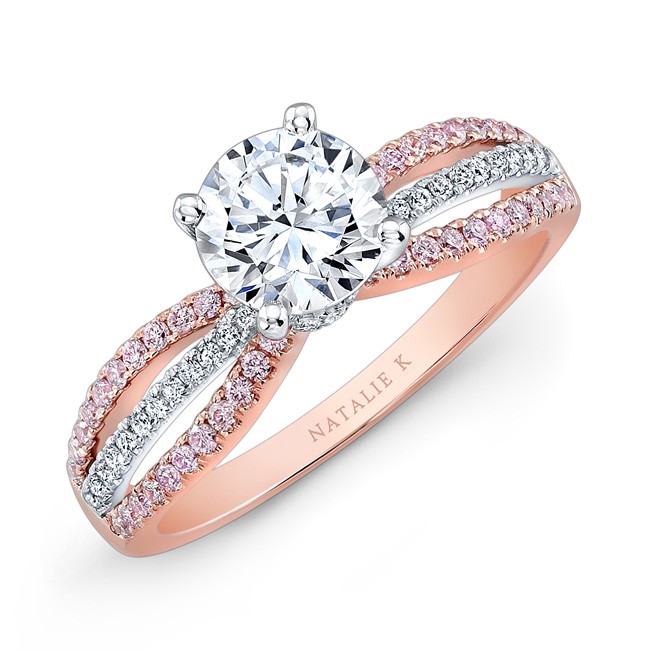 White and rose gold wedding rings