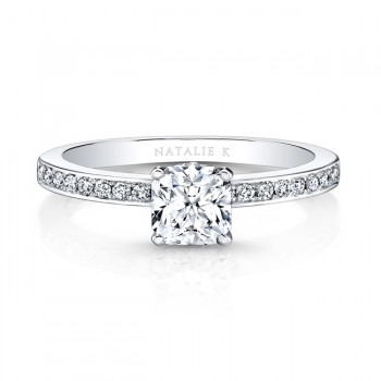 18K White Gold Modern Sleek Band Engagement Ring