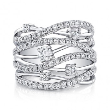 18K White Gold Multi-Band Diamond Fashion Band
