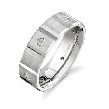 14k White Gold Bezel Round Diamond Men's Band - NK13847-W