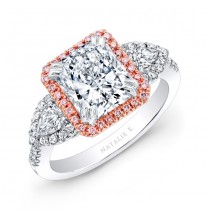 18k White and Rose Gold Pink Diamond Engagement Ring