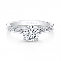 18K White Gold Prong-Set Diamond Band Engagement Ring