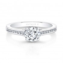 18K White Gold Channel-Set Diamond Band Engagement Ring