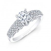 18k White Gold Prong Set White Diamond Engagement Ring NK25814-18W