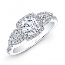 18k White Gold Pear-shaped Side Stone Square Halo Engagement Ring 